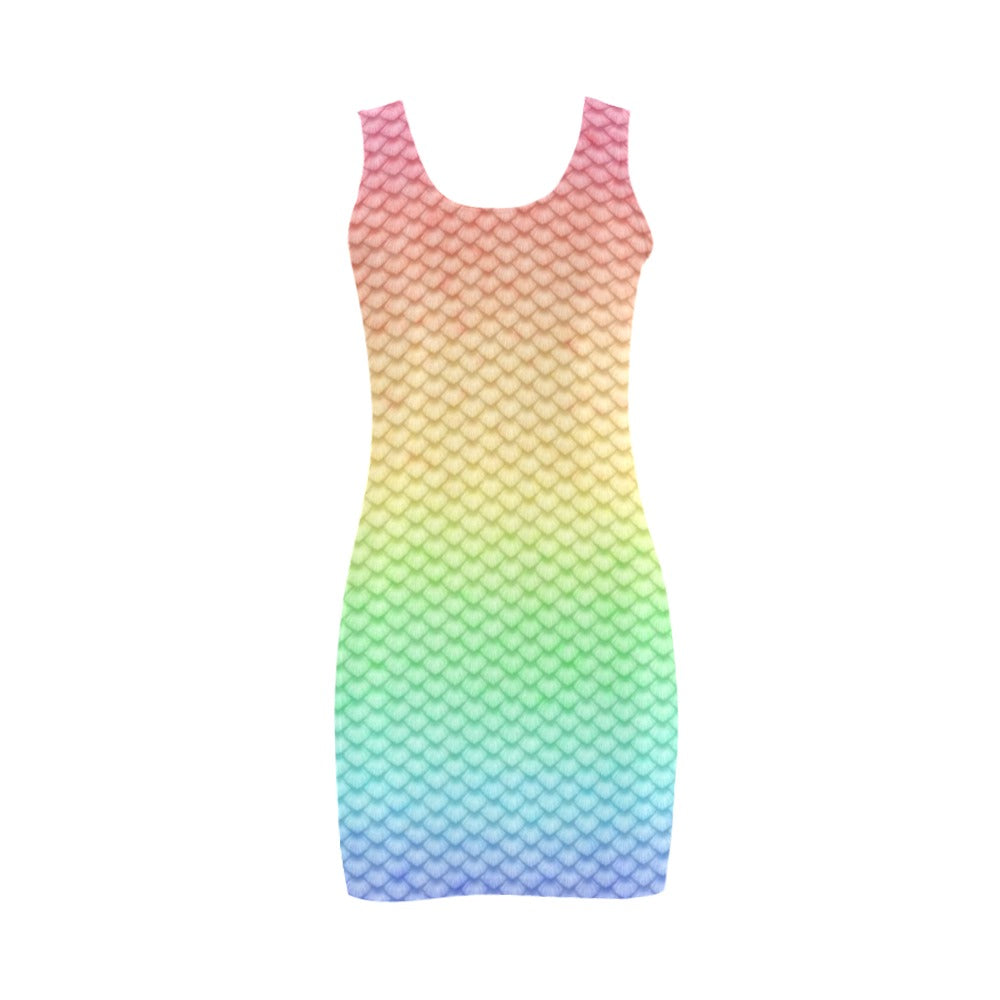mermaid scale dress Pastel Rainbow Scales Bodycon Mini Dress – Society Of Fat Mermaids