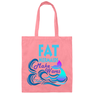 Fat Mermaids Make Waves Canvas Tote Bag