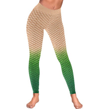 Green Blended Waist Nude Illusion Mermaid Scale Leggings