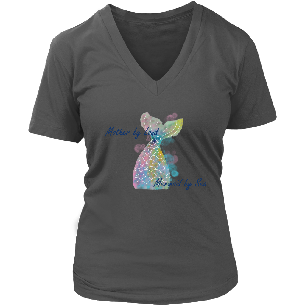 Mother by Land, Mermaid by Sea Premium Women's Fit V-Neck
