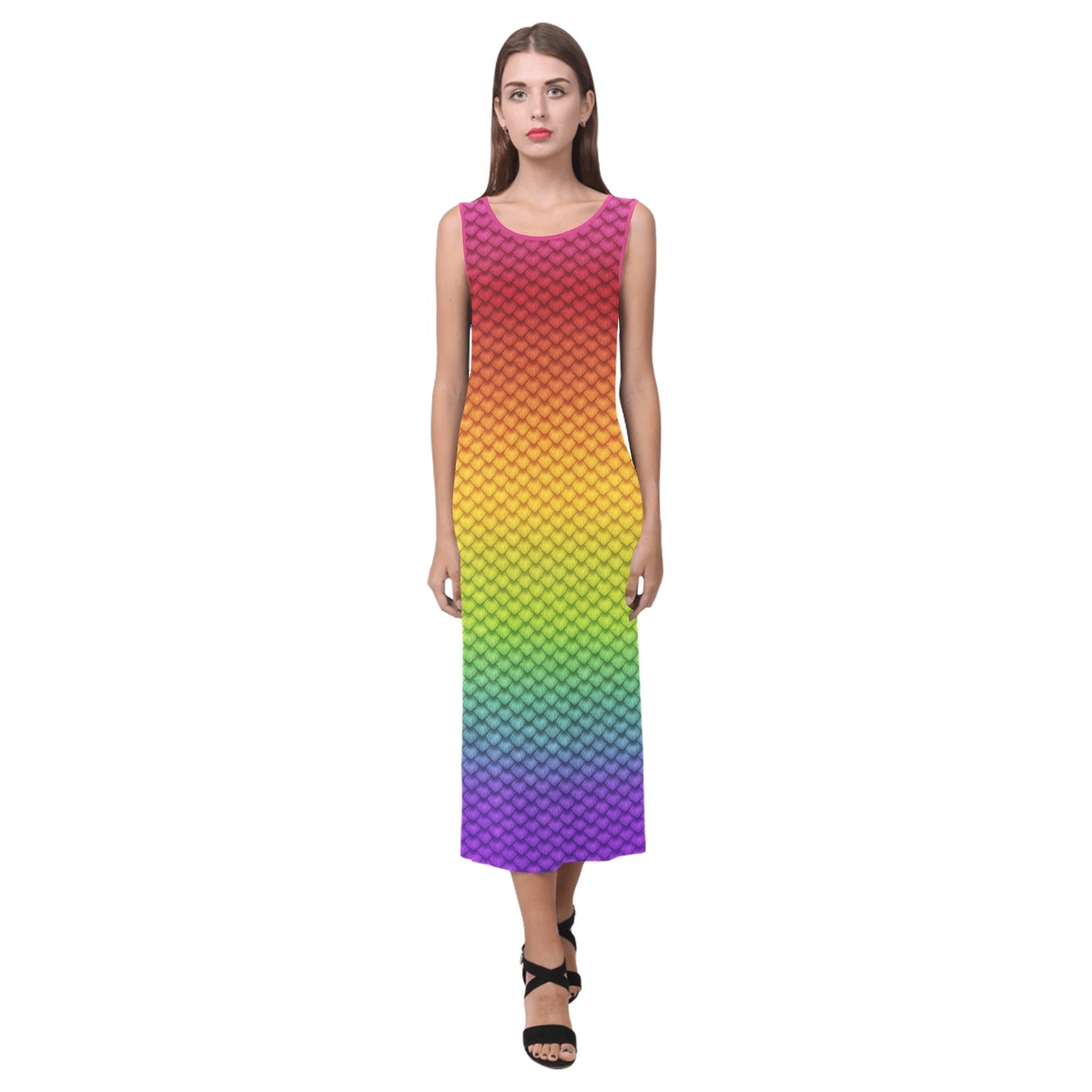 rainbow dress maxi Rainbow Scale Maxi Dress – Society Of Fat Mermaids