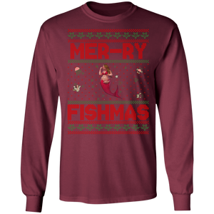 Mermaid Ugly Christmas Sweater, Glory Unisex Long Sleeve T-Shirt