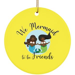 Black Mermaids, Mermaid to be Friends Circle Ornament