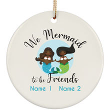 Personalized Black Mermaid to Be Friends Circle Ornament