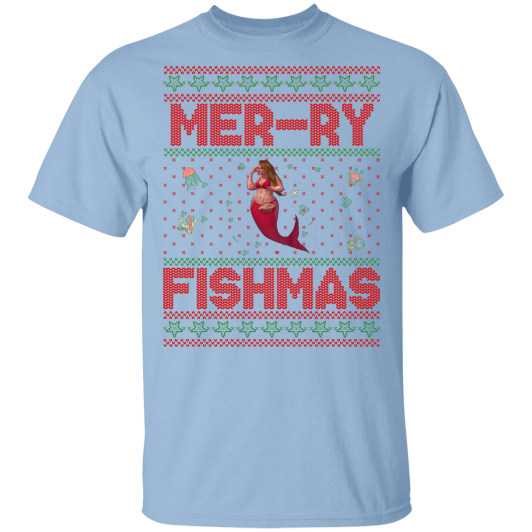 Mermaid Ugly Christmas Sweater Glory Basic Unisex T Shirt Society Of Fat Mermaids