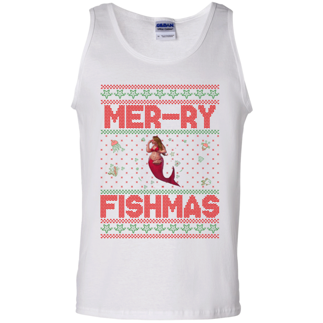 Mermaid Ugly Christmas Sweater Unisex Cotton Tank Top
