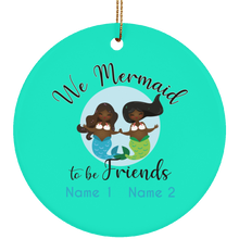 Personalized Black Mermaid to Be Friends Circle Ornament