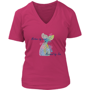 Mother by Land, Mermaid by Sea Premium Women's Fit V-Neck