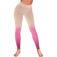 Pink Blended Waist Mermaid Scale Leggings