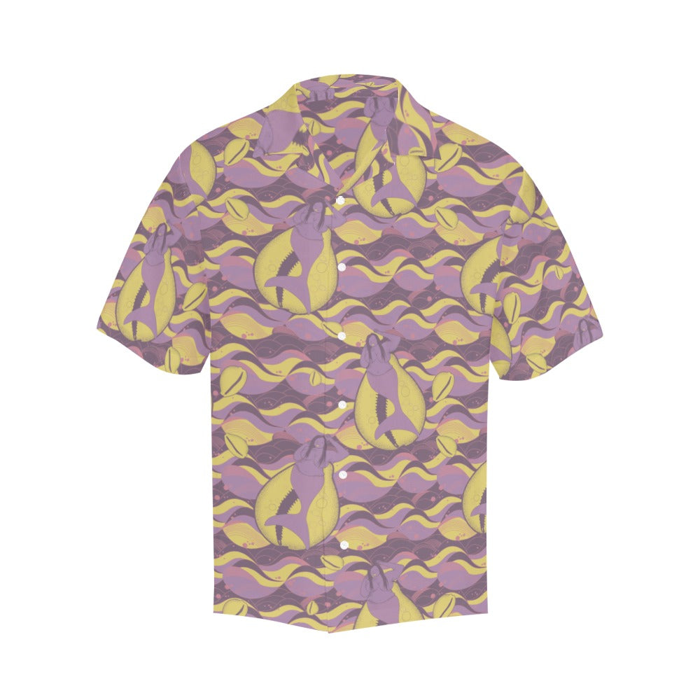 Fat Mermaids Make Waves Men's Fit Button Down Purple Hawaiian Shirt ...