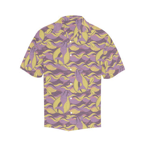 Fat Mermaids Make Waves Men's Fit Button Down Purple Hawaiian Shirt