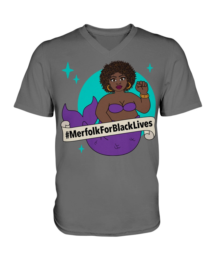 #MerfolkForBlackLives Mermaid Unisex V-Neck T-Shirt